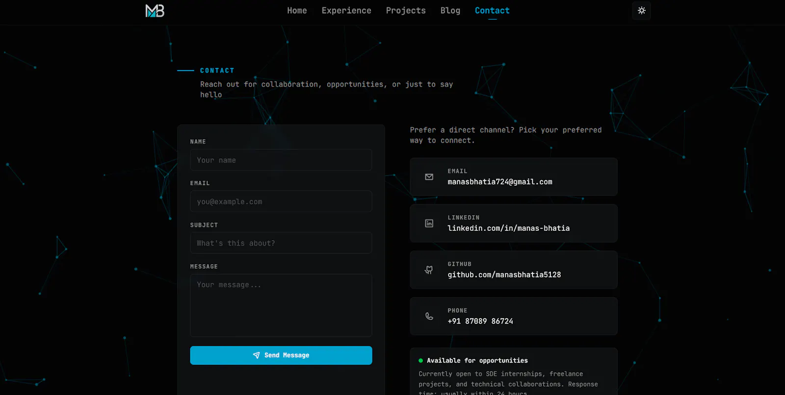 Personal Portfolio-Manas Bhatia screenshot 3