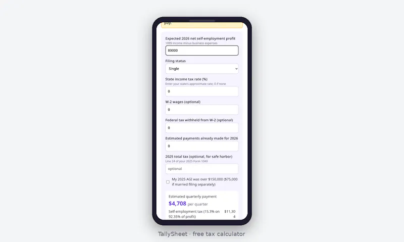 TallySheet Free Quarterly Tax Calculator screenshot 3