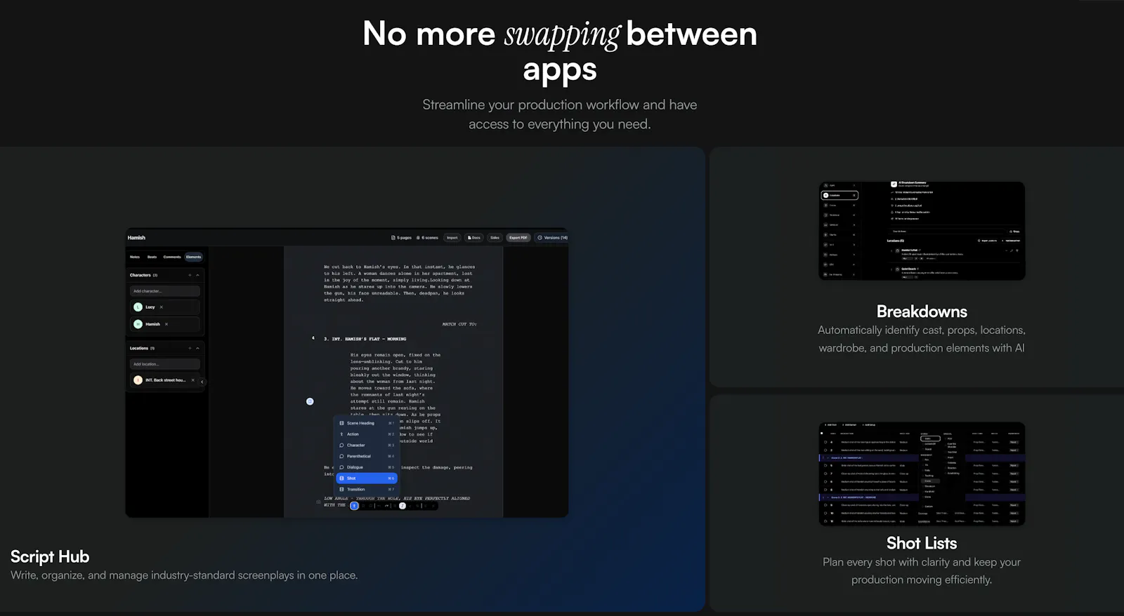 Shotly - Pre-Production Software screenshot 3