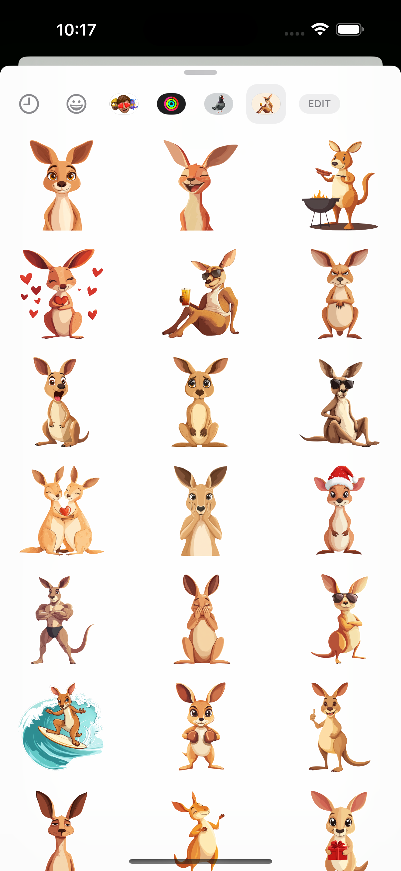 Media Pek pelekat kangaroo - kanggaru, pelekat, iMessage, pelekat epal, kanggaru 1