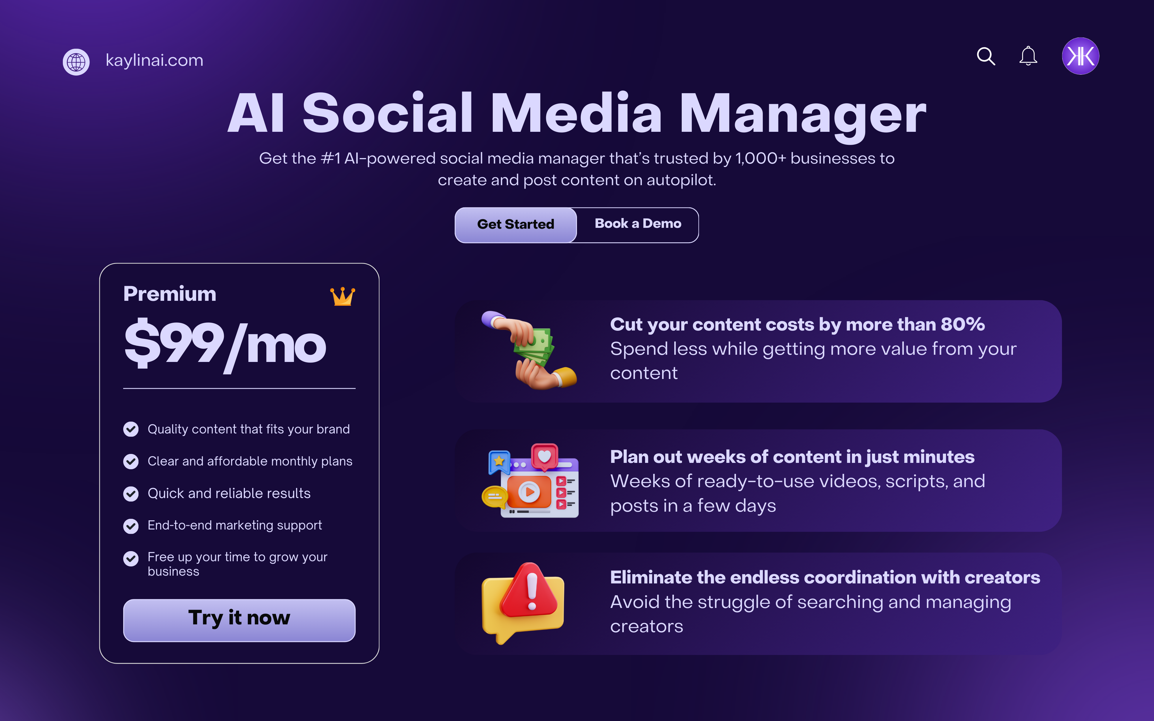 وسائط كايلين AI - تسويق كامل الخدمات الذاتي للشركات الصغيرة 3