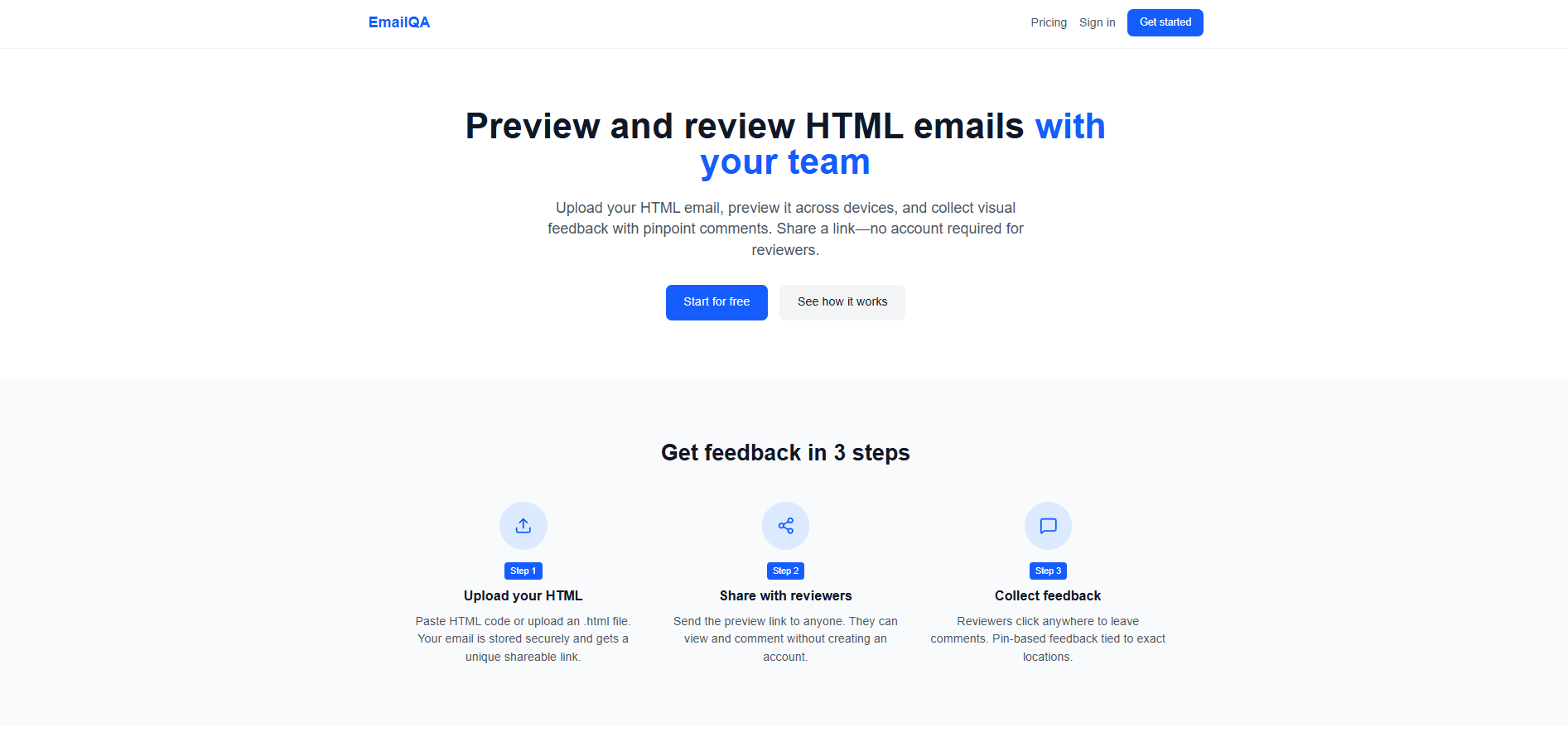 EmailQA - Main product screenshot demonstrating key features and user interface
