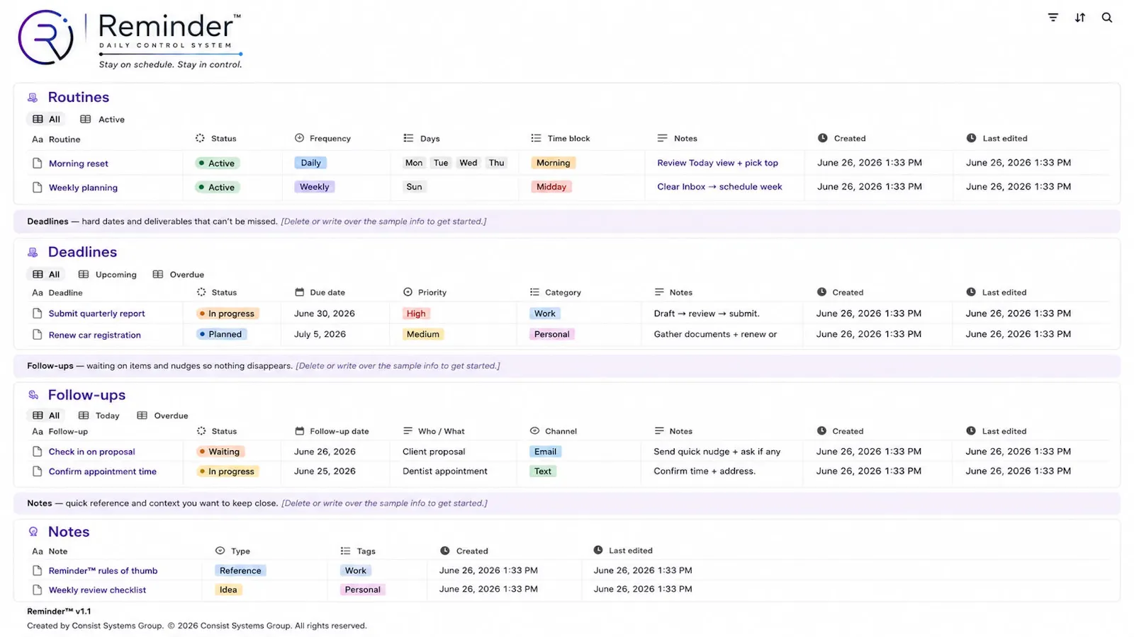 Reminder™ v1.1 Daily Control System screenshot 3