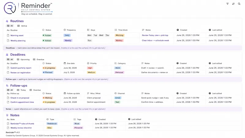 Reminder™ v1.1 Daily Control System screenshot 3