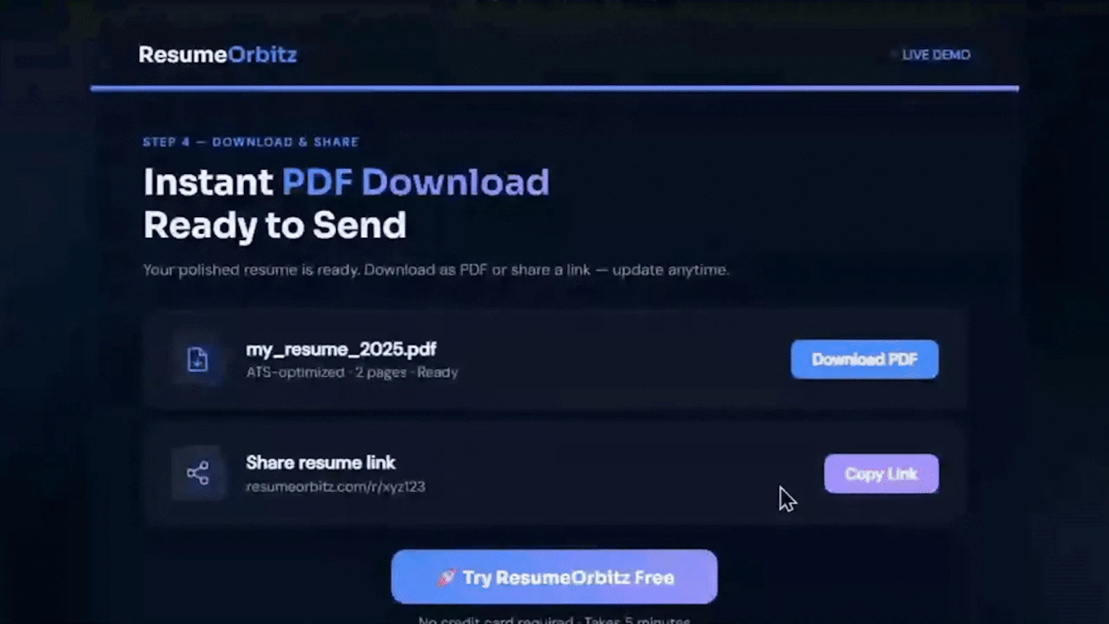 ResumeOrbitz screenshot 1 (video preview)