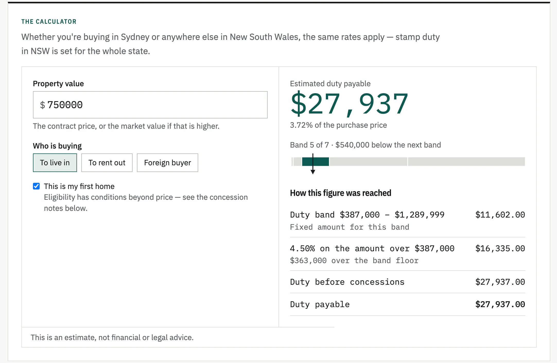 Workings — Stamp Duty Calculator screenshot