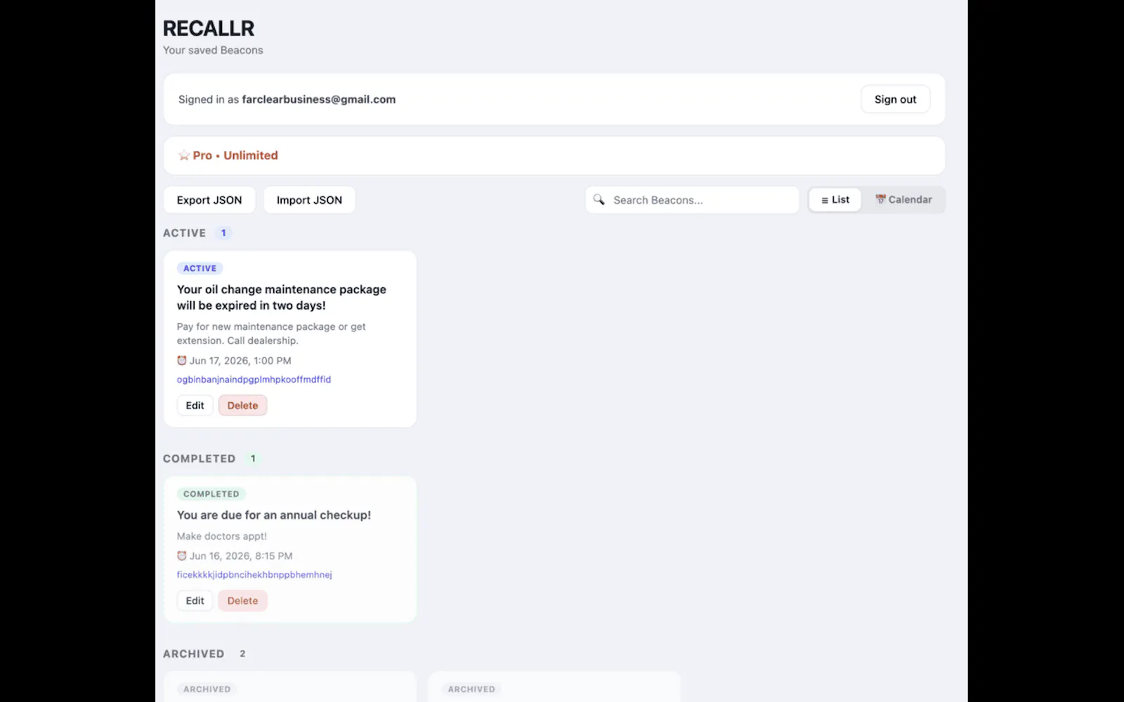 RECALLR 1.1.3 screenshot 3