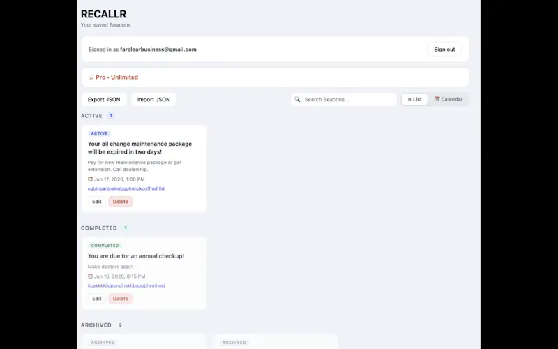 RECALLR 1.1.3 screenshot 3