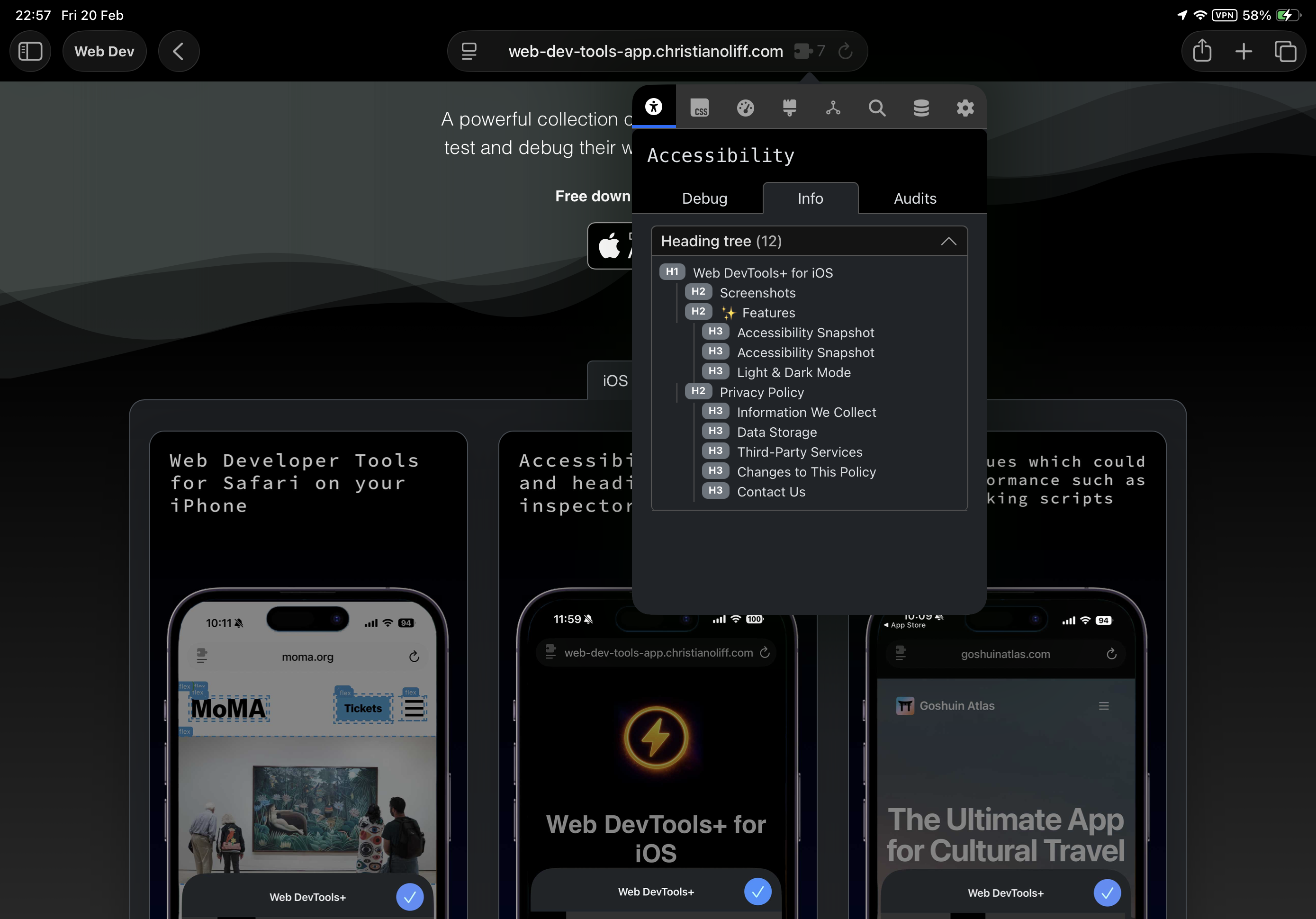 Web DevTools+ (iOS Safari) gallery image