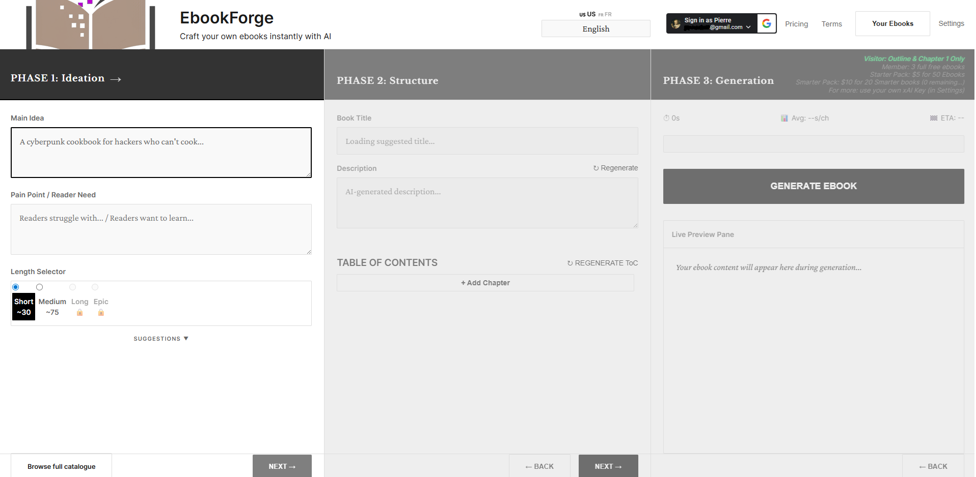 EbookForge - Screenshot 4 showing product features and functionality