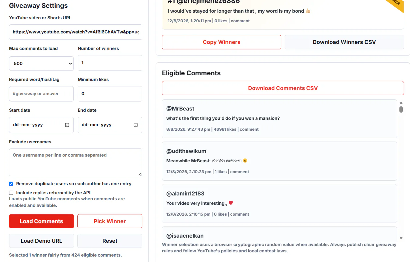 YouTube Comment Picker gallery image