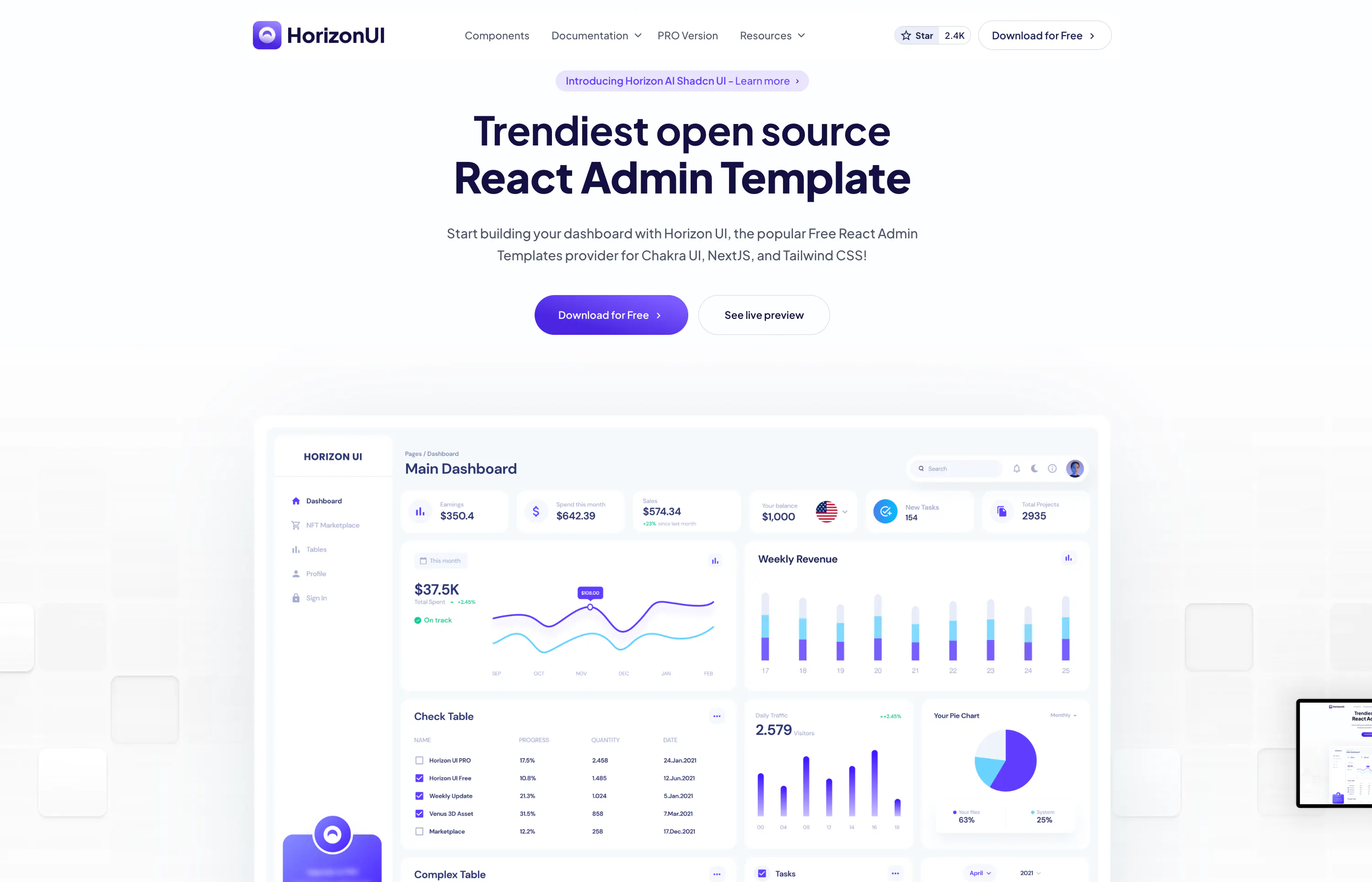 Horizon UI: Free & open-source admin template for React & NextJS ...