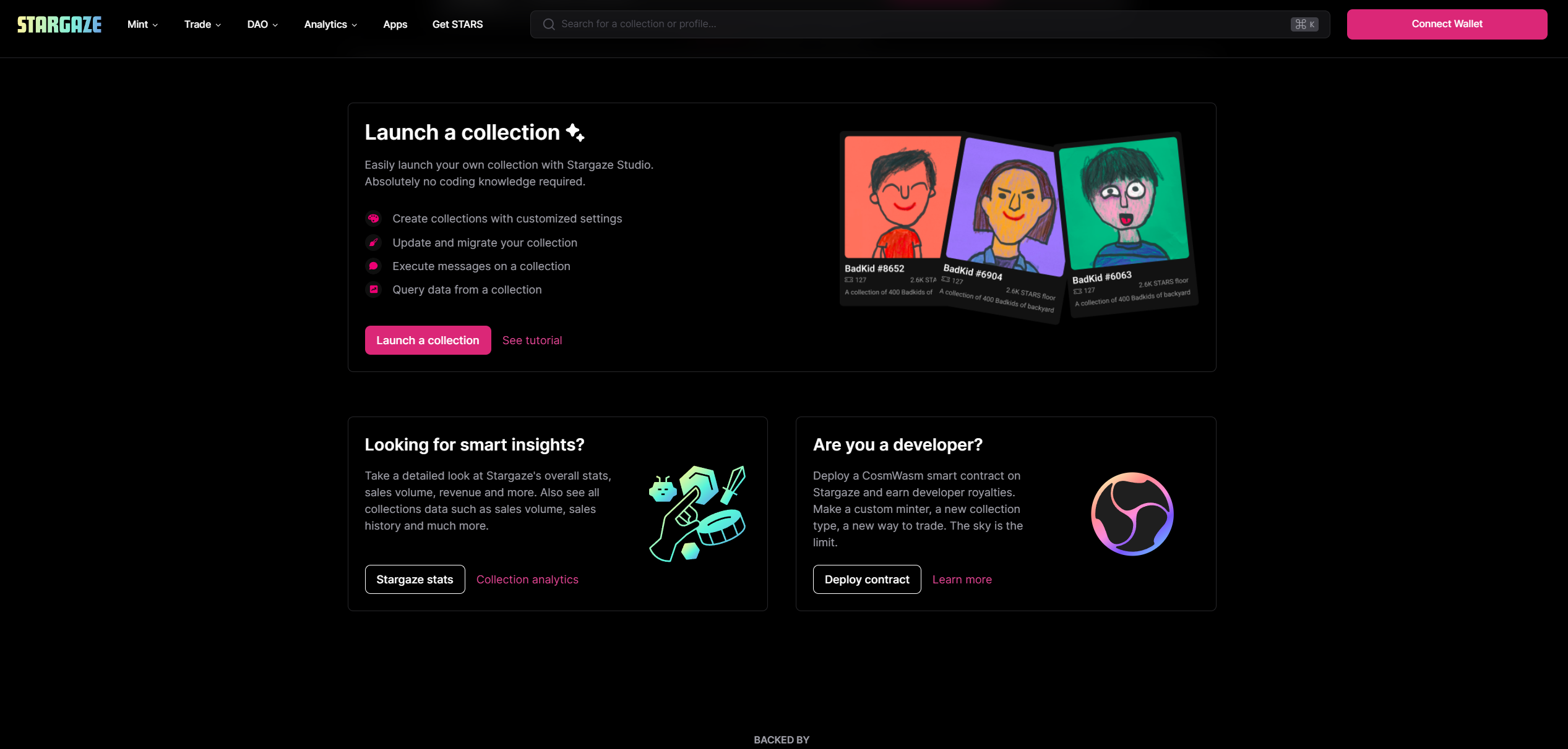 Mídia 1 de Stargaze - NFTs de hortelã e comércio em uma plataforma comunitária rápida e poderosa