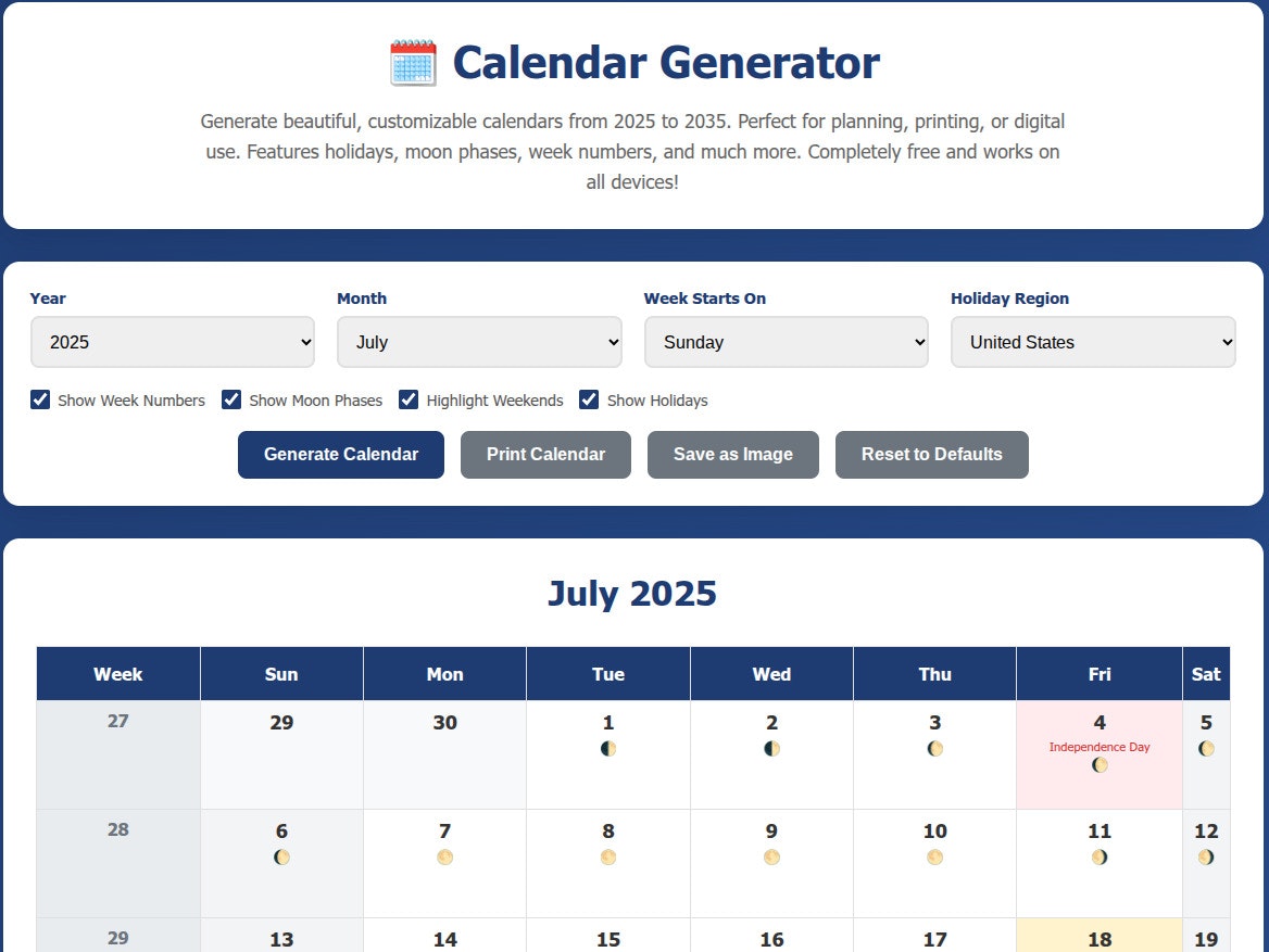Calendar Generator gallery image