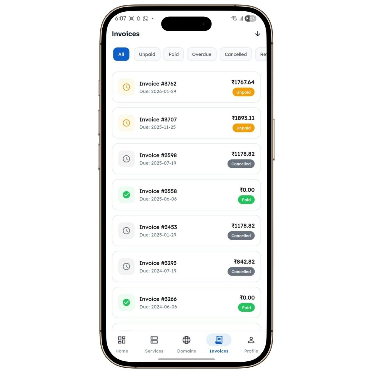 WHMCS Client Area App for Android & iOS gallery image