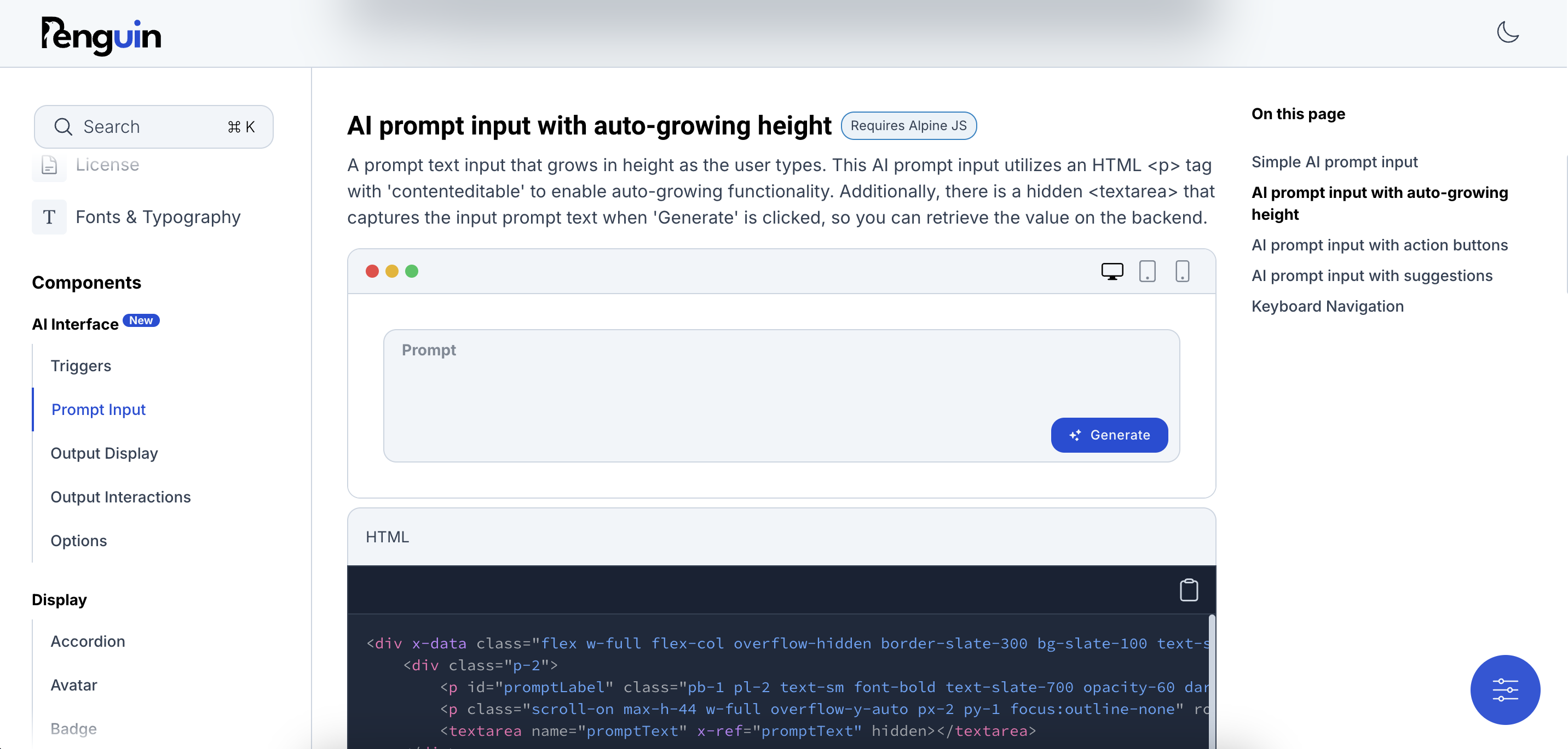 Penguen UI - Tailwind CSS ve Alpine JS UI Bileşen Kütüphanesi medya 4