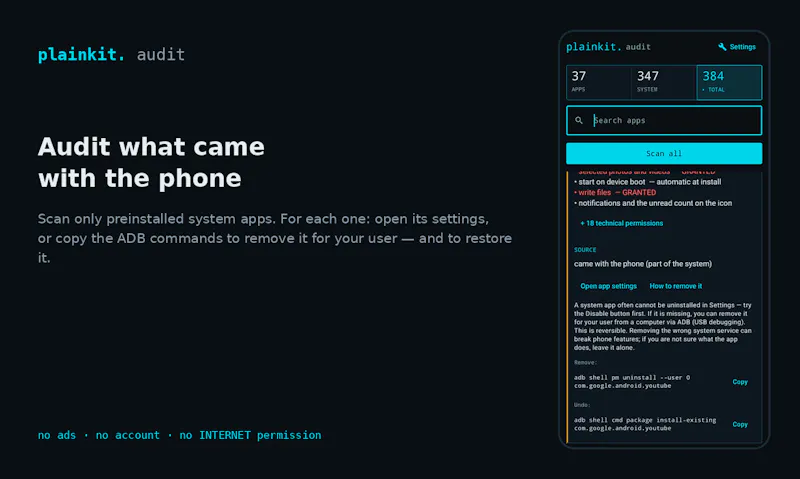 plainkit. audit screenshot 4