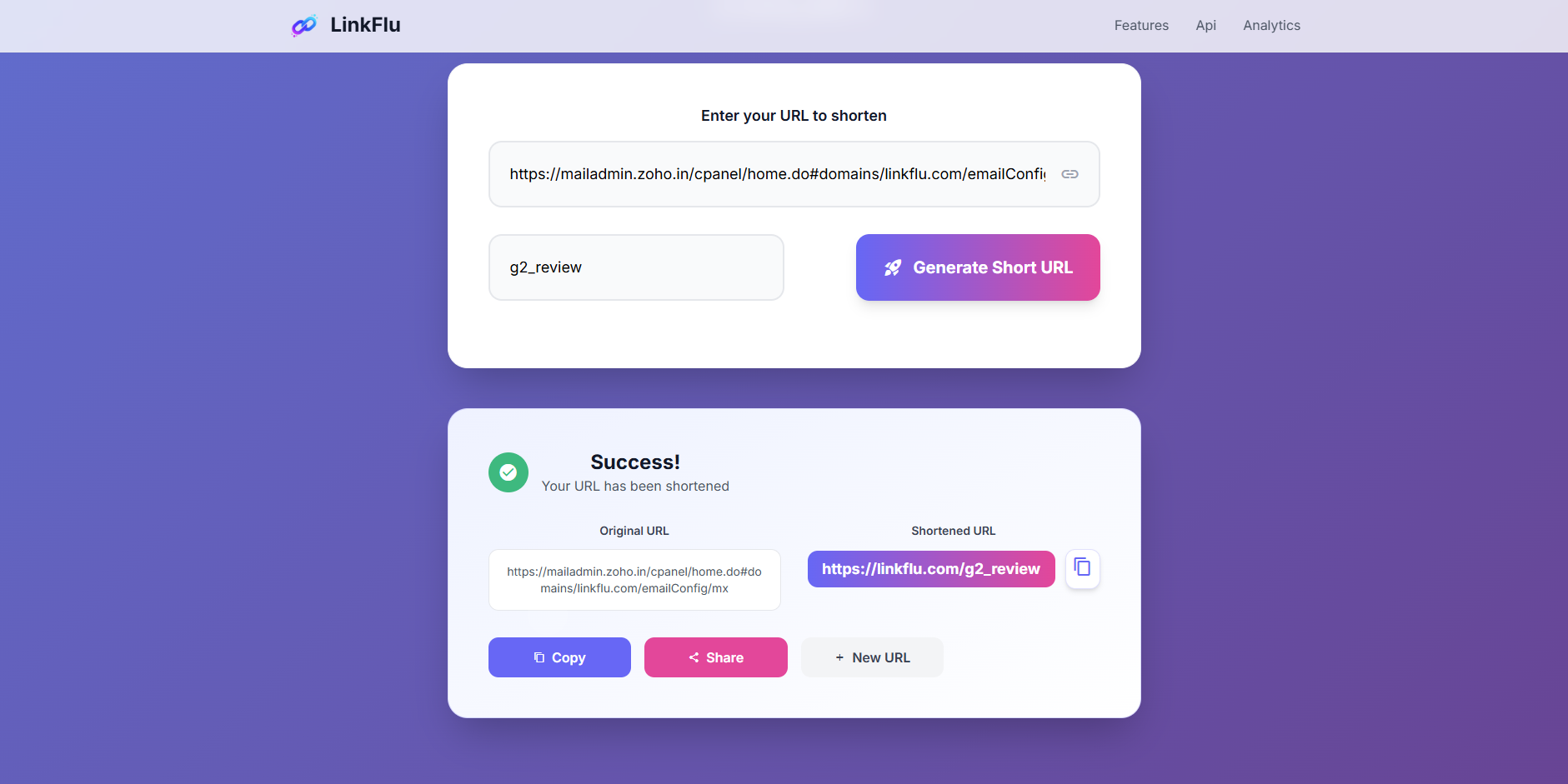 Linkflu - Main product screenshot demonstrating key features and user interface