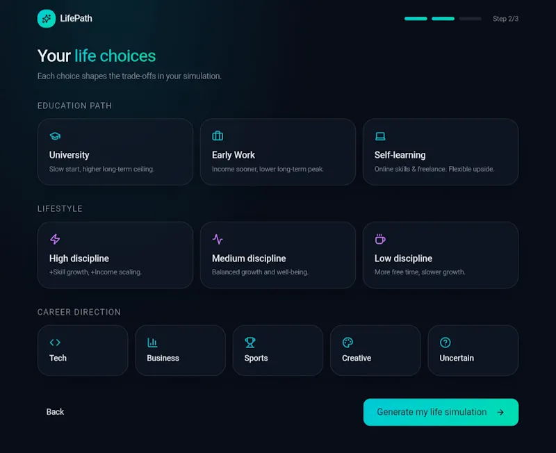 LifePath Simulator screenshot 2