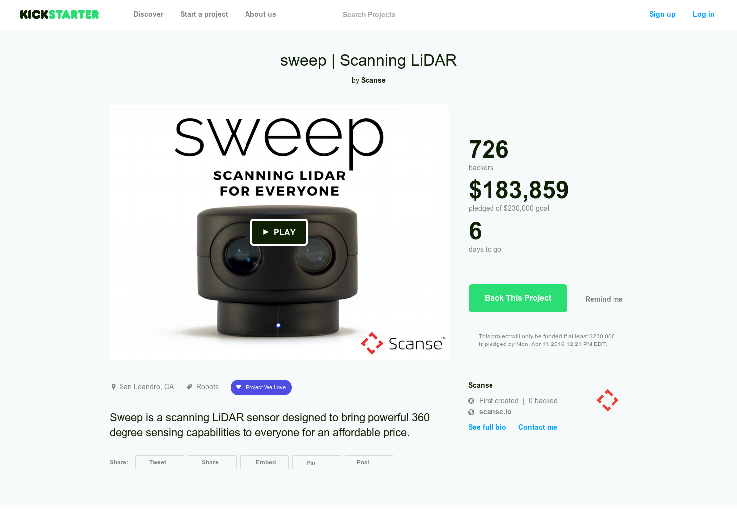 Scanse sweep gallery image