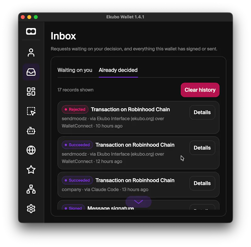 Ekubo Wallet screenshot 2