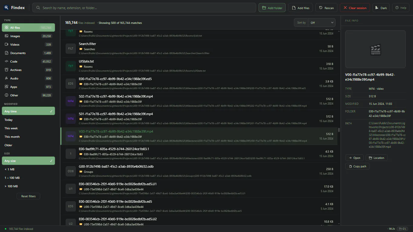 Findex — Local File Search · Aivorin gallery image