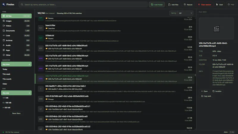Findex — Local File Search · Aivorin screenshot 2