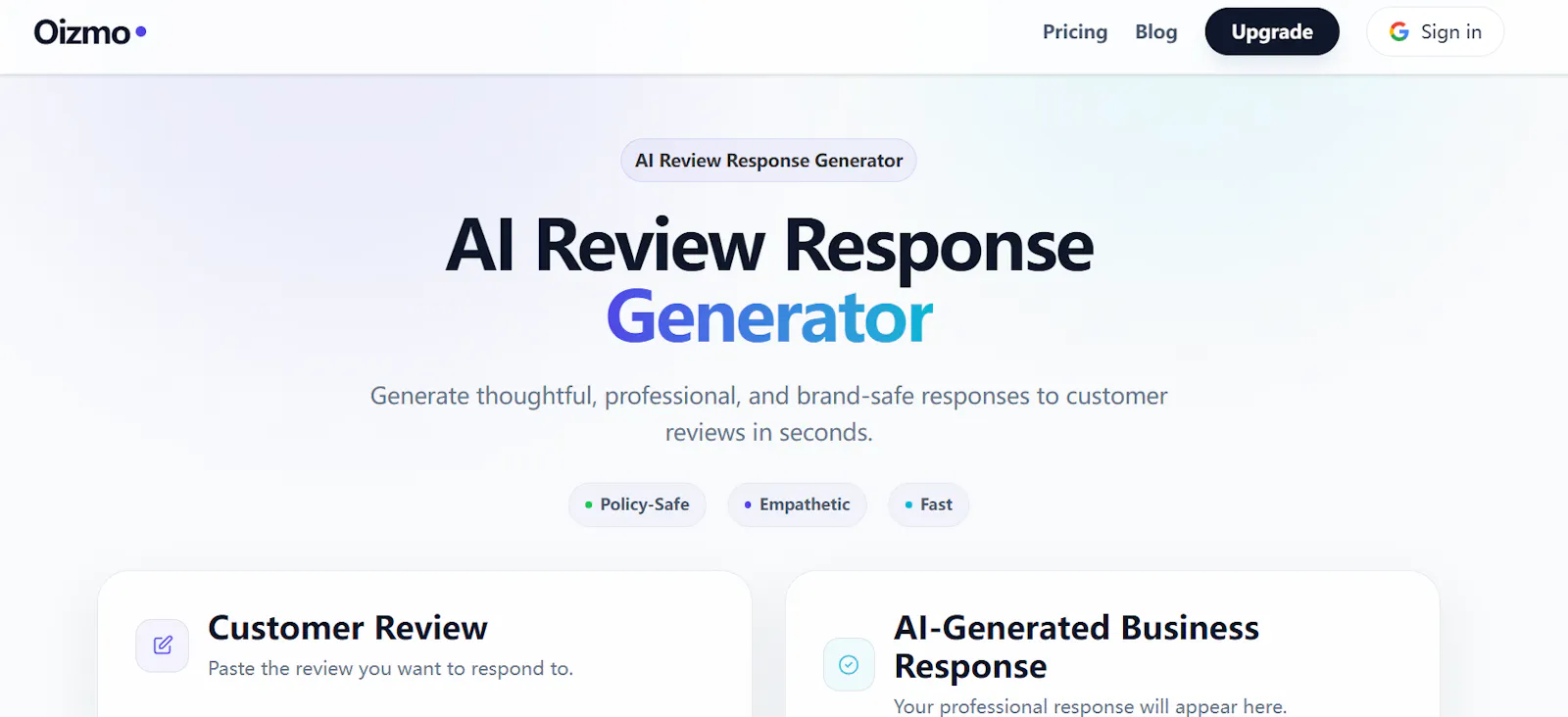 Oizmo Review Reply screenshot 1