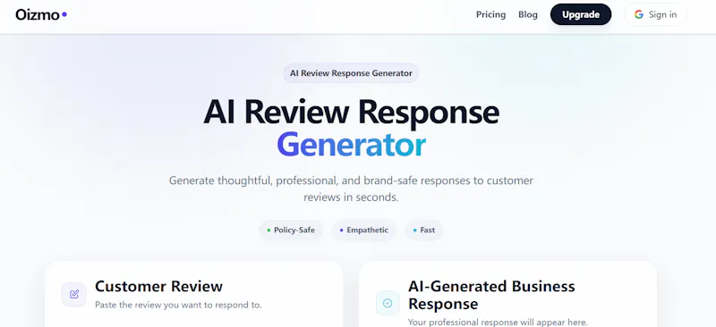 Oizmo Review Reply screenshot 1