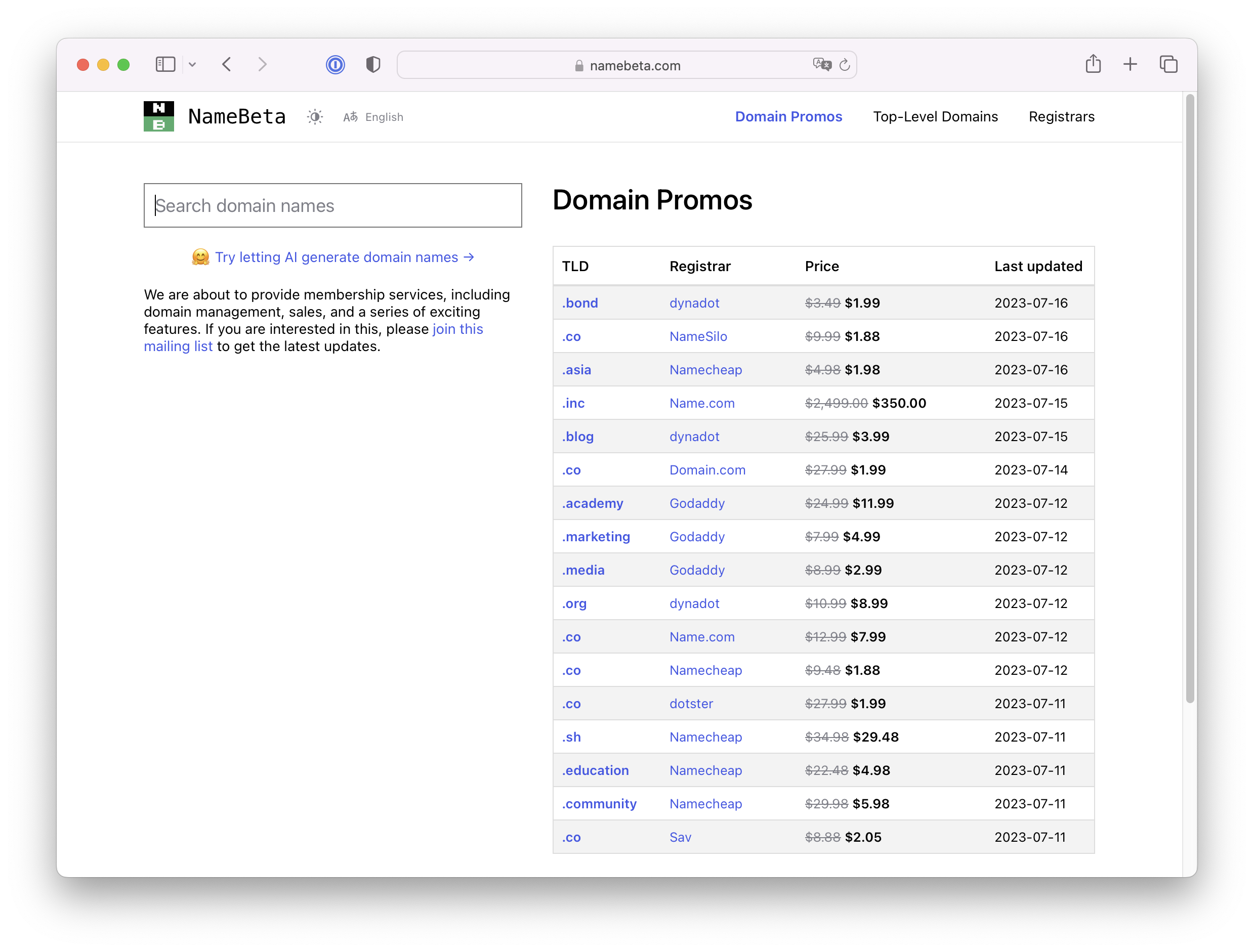 Mídia 5 de Namebeta - Encontrar o domínio simplificado com sugestões de IA