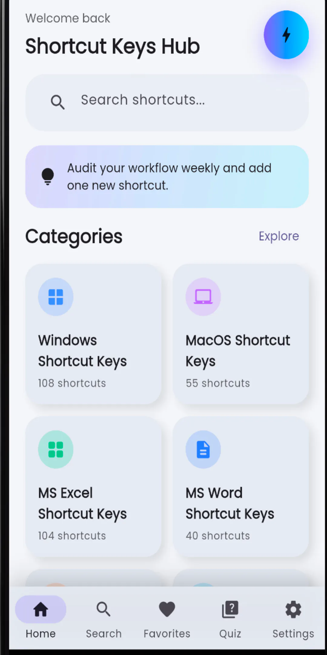 Shortcut Keys Hub screenshot