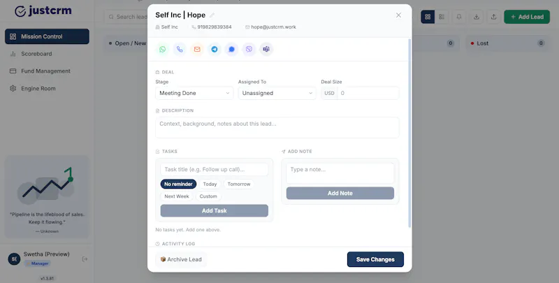 justcrm screenshot 5
