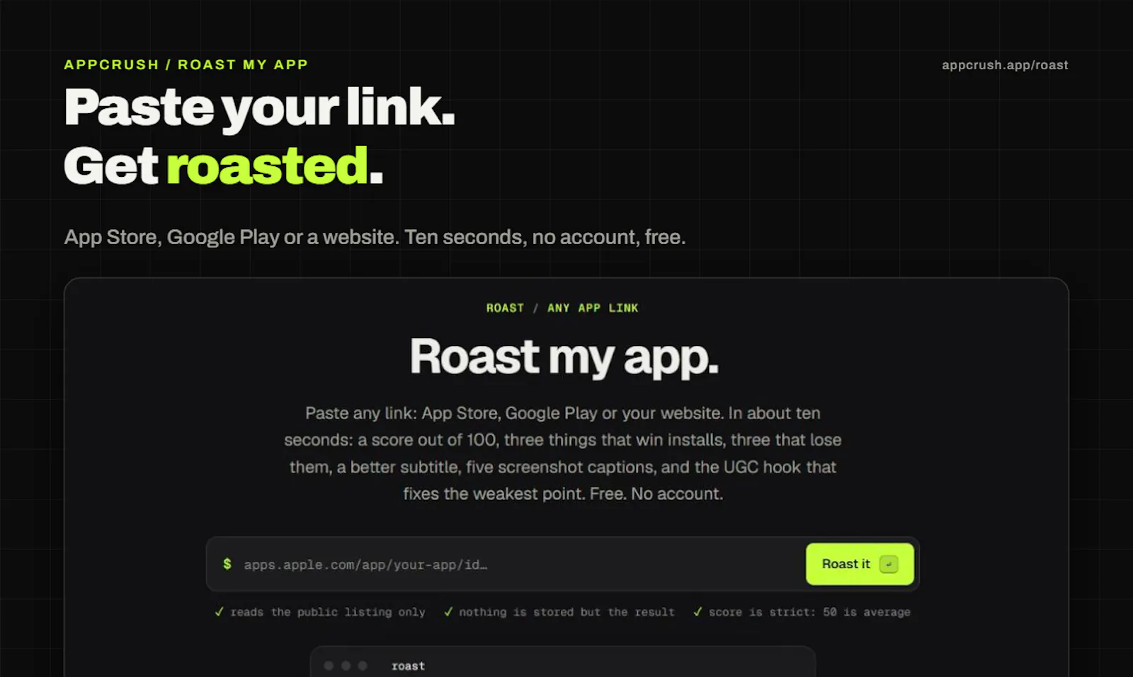 Roast my app by Appcrush screenshot 1