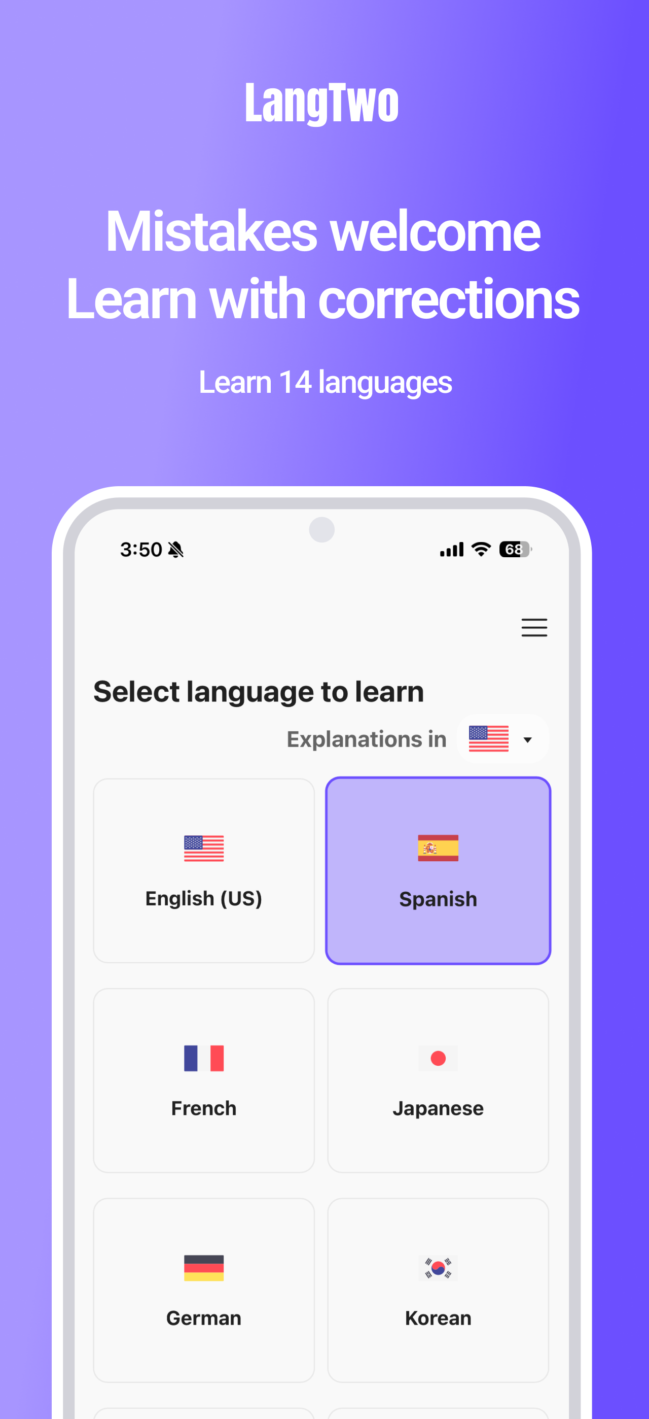 LangTwo - Main product screenshot demonstrating key features and user interface