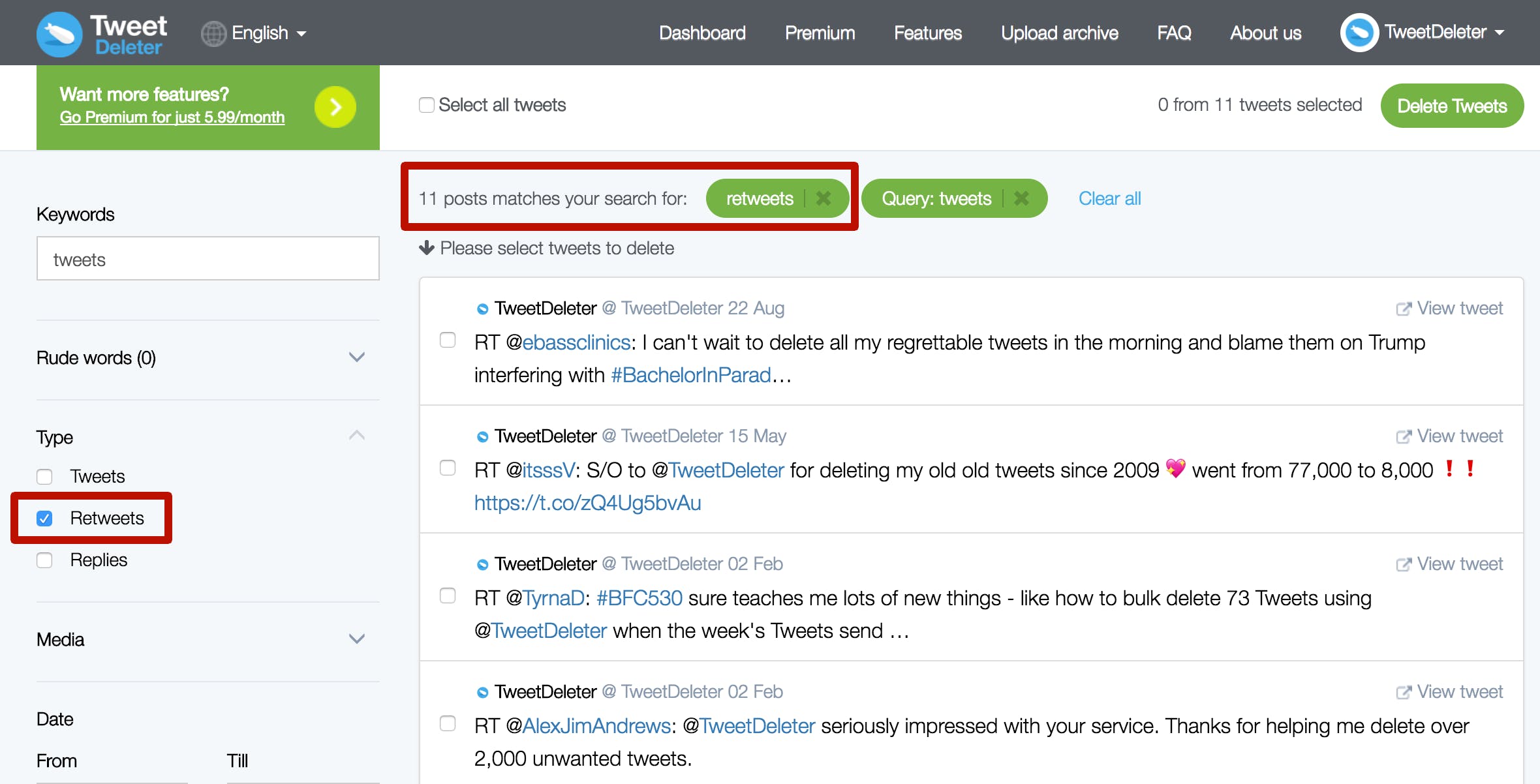 TweetDeleter - Browse and delete multiple old tweets with one click