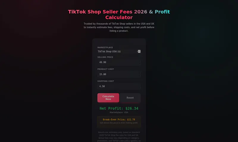 TikTok Shop Profit Calculator screenshot 1