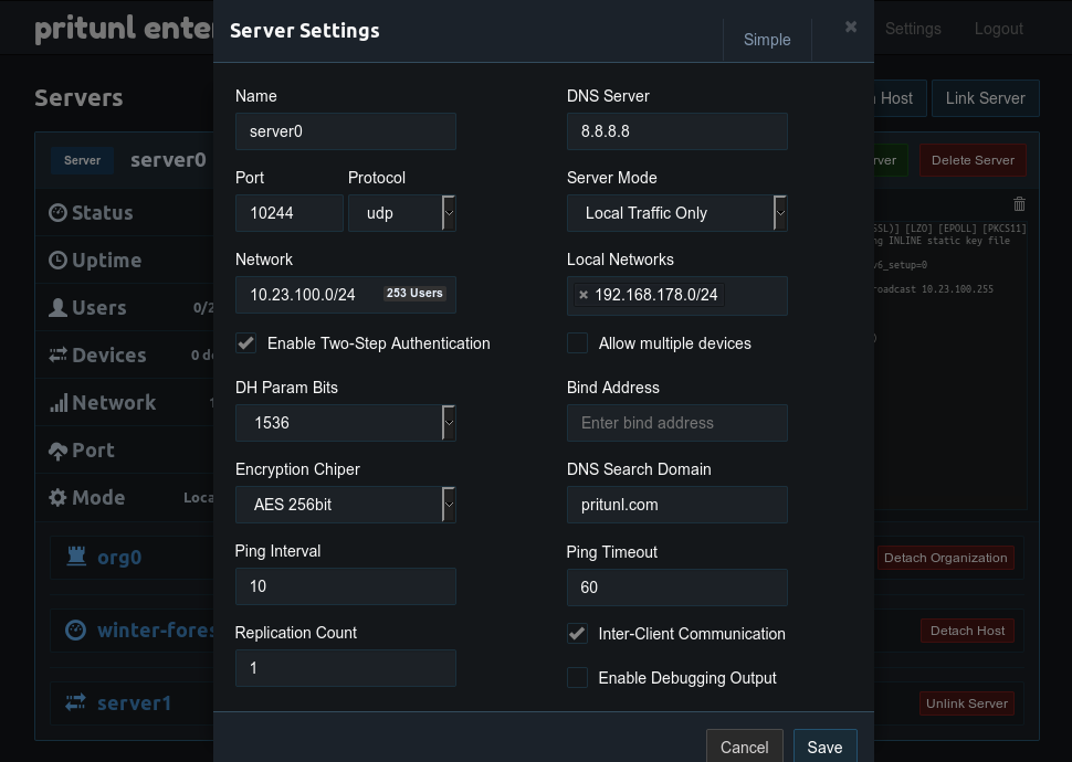 Pritunl gallery image