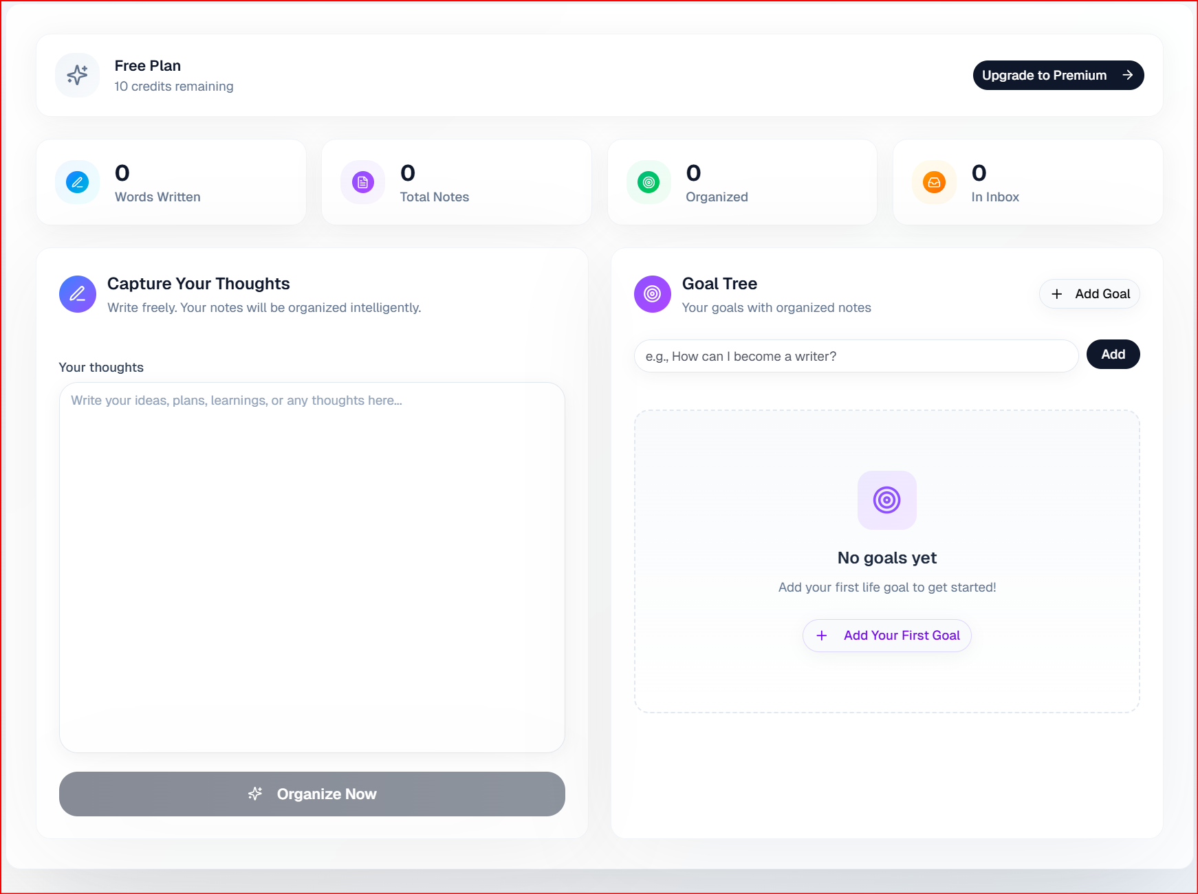 Goal To Note - Screenshot 2 showing product features and functionality
