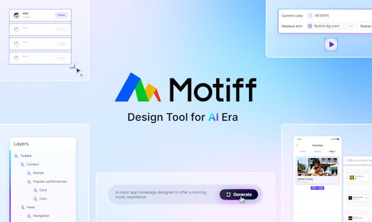 AI設計平台,AI 文章重點整理【ProductHunt 每周精選工具#006】 1 ProductHunt 本周推薦平台#01 - Motiff