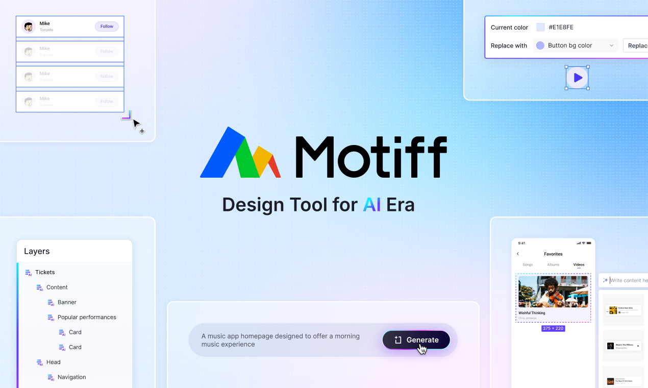 startuptile Motiff-AI-powered professional UI design tool. 