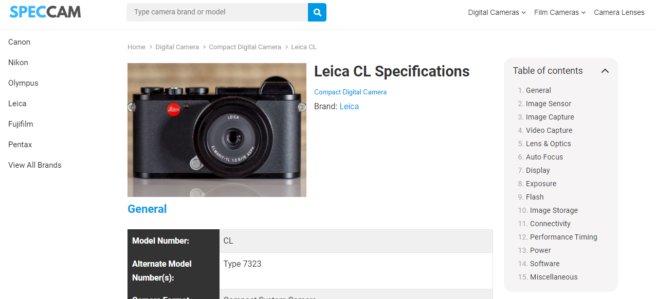 Speccam - Ваш окончательный источник спецификаций камеры медиа 2