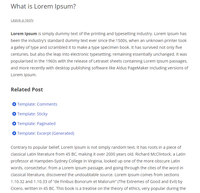 Related Post Plugin for WordPress