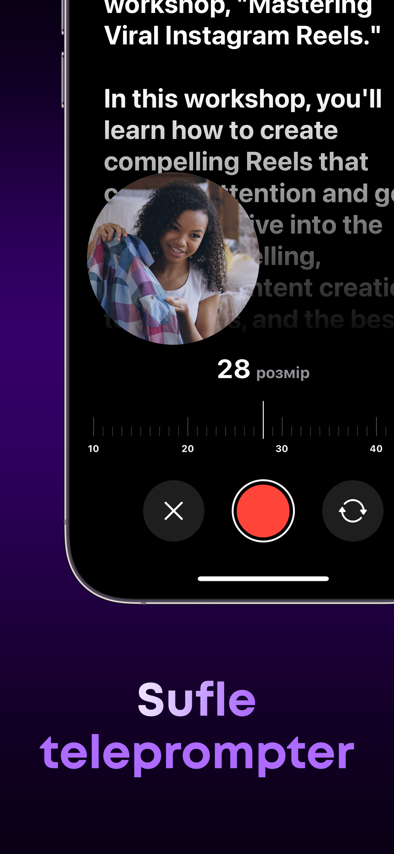 Mídia 1 de Suflow - Teleprompter de vídeo para criadores de conteúdo