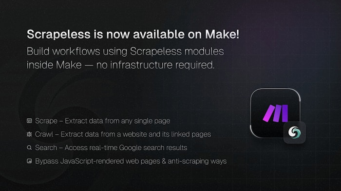 Scrapeless–Make.com Integrations产品图