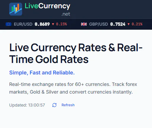 LiveCurrency 제품 배너