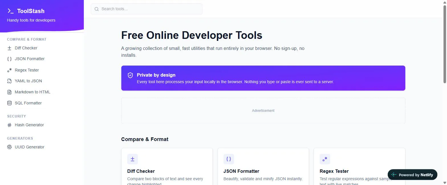 ToolStash — Free Online Developer Tools gallery image