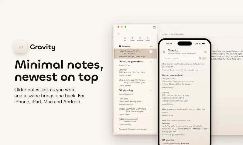 Gravity Notes screenshot 1