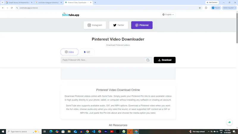 SonicTube – Pinterest Video Downloader screenshot 1