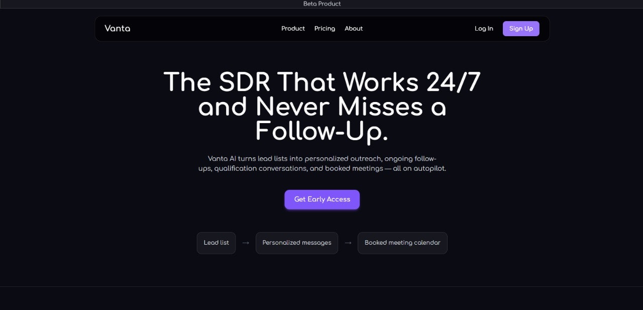 Vanta - Main product screenshot demonstrating key features and user interface