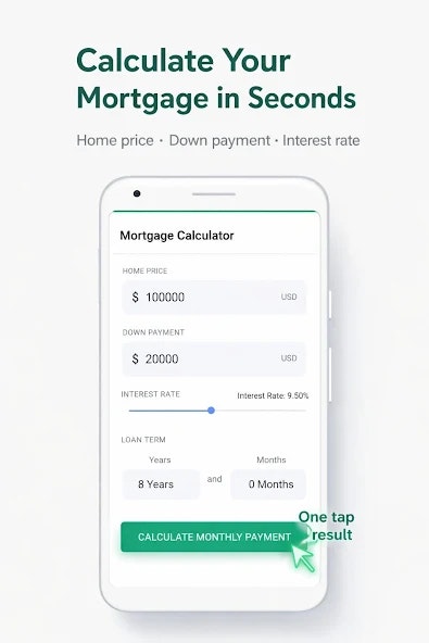 Mortgage Loan Calculator - Main product screenshot demonstrating key features and user interface